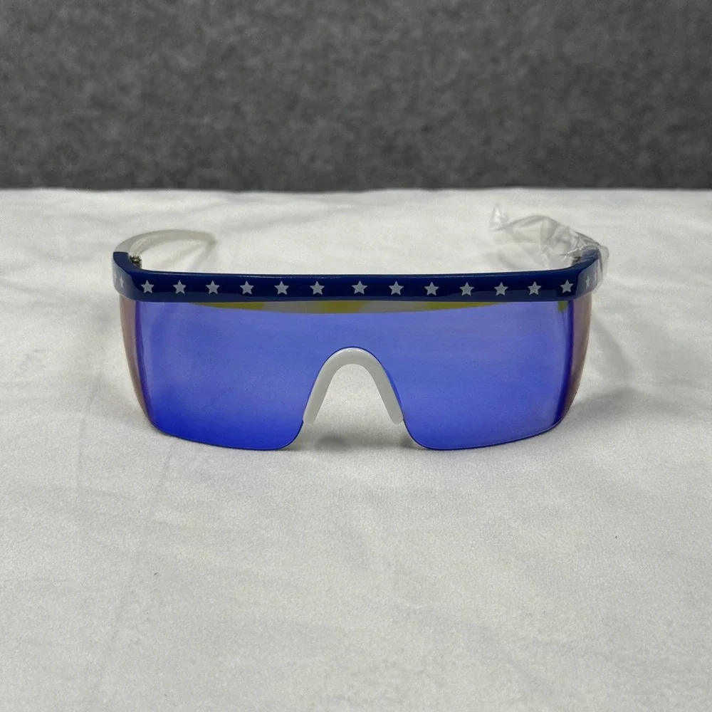 Tipsy Elves Patriotic USA Stars and Stripes Shield Sunglasses Blue Mirror‎ Lens